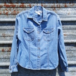 VINTAGE 90's Button Up Montana Blues Long Sleeve Pocketed Denim Shirt